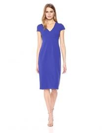 Donna Morgan Cap Sleeve Stretch Crepe Sheath Dress at Amazon